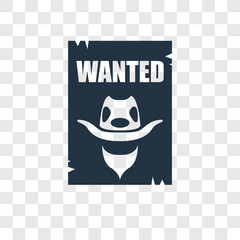Wanted vector icon isolated on transparent background, Wanted transparency logo design