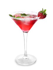 Fresh summer cocktail in glass on white background