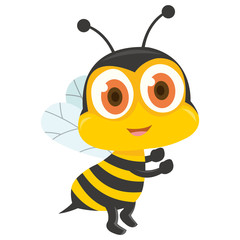 Vector illustration of small bee with white background