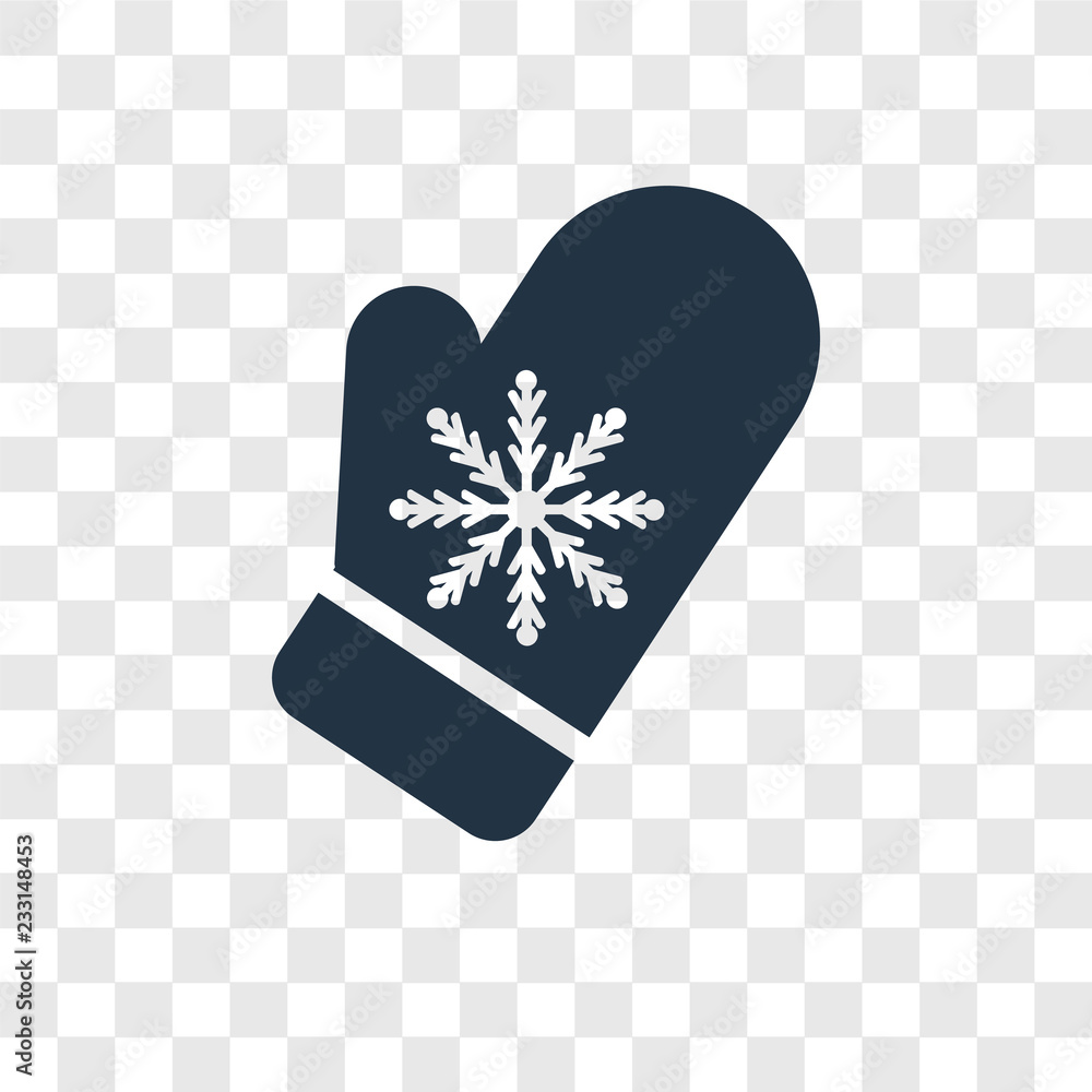 Poster mitten vector icon isolated on transparent background, mitten transparency logo design