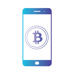 Smartphone banking dollar icon. Mobile payment with smartphone. Crypto-currency market. Isolated gradient blue icon on white background