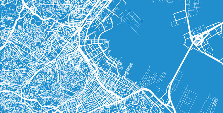 Urban vector city map of Yokohama, Japan