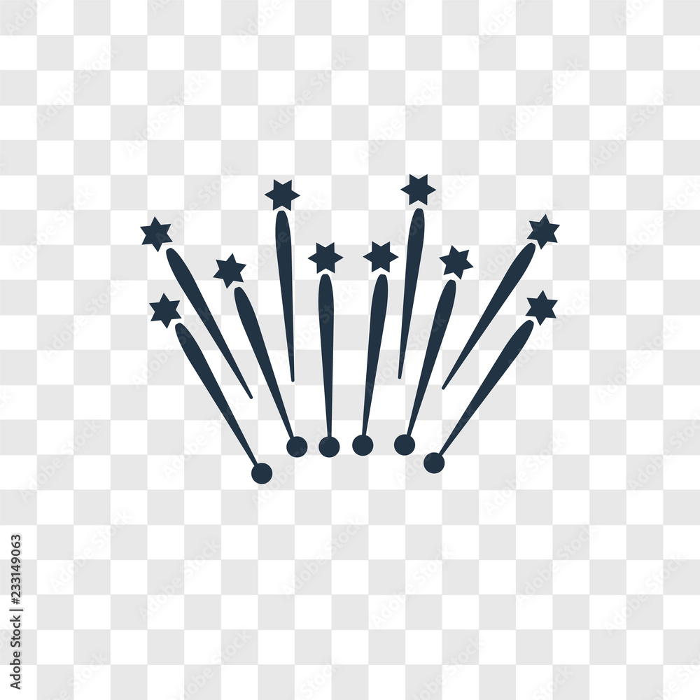 Poster fireworks vector icon isolated on transparent background, fireworks transparency logo design