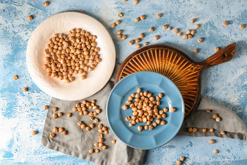 Composition with dry chickpeas on table