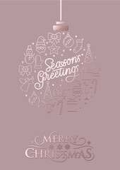 Season greetings luxury card design with rose gold elements. Vector illustration