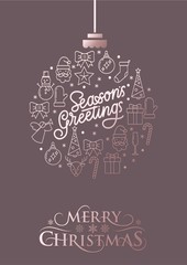 Cute Christmas greeting card with geometric elements and beautiful background. Vector illustration