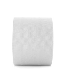 Roll of toilet paper on white background