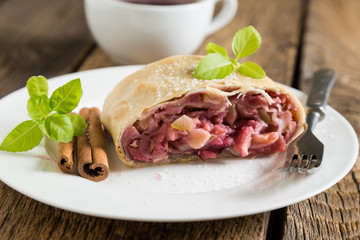 Apple and cherry strudel