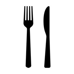 Fork and butter knife eating utensils flat vector icon for apps and websites