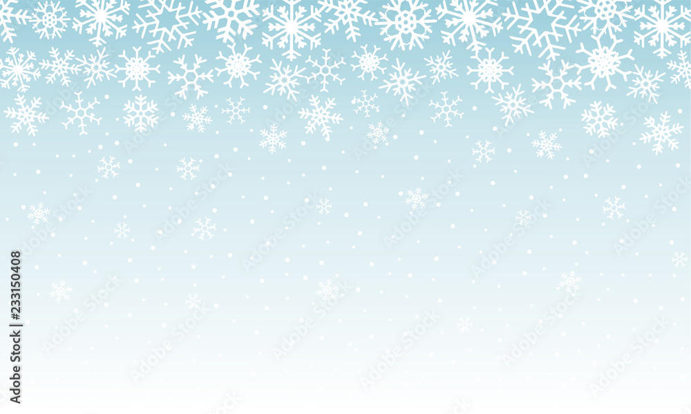 Poster winter background with various snowflakes. vector graphic pattern.