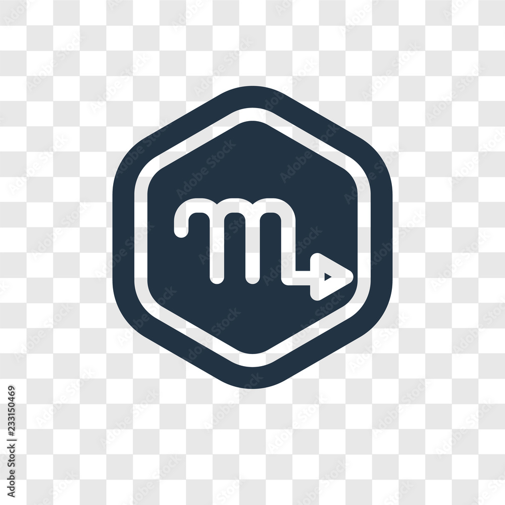 Poster scorpio vector icon isolated on transparent background, scorpio transparency logo design