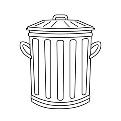 Line art black and white street trash can