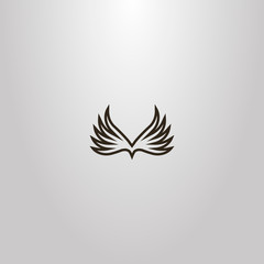 black and white simple vector sign of two abstract bird wings