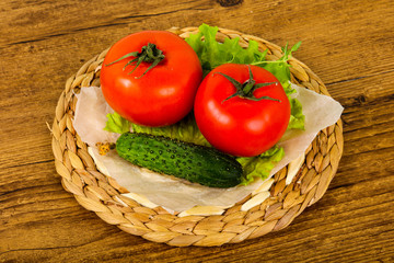 Cucumbers and tomatoes