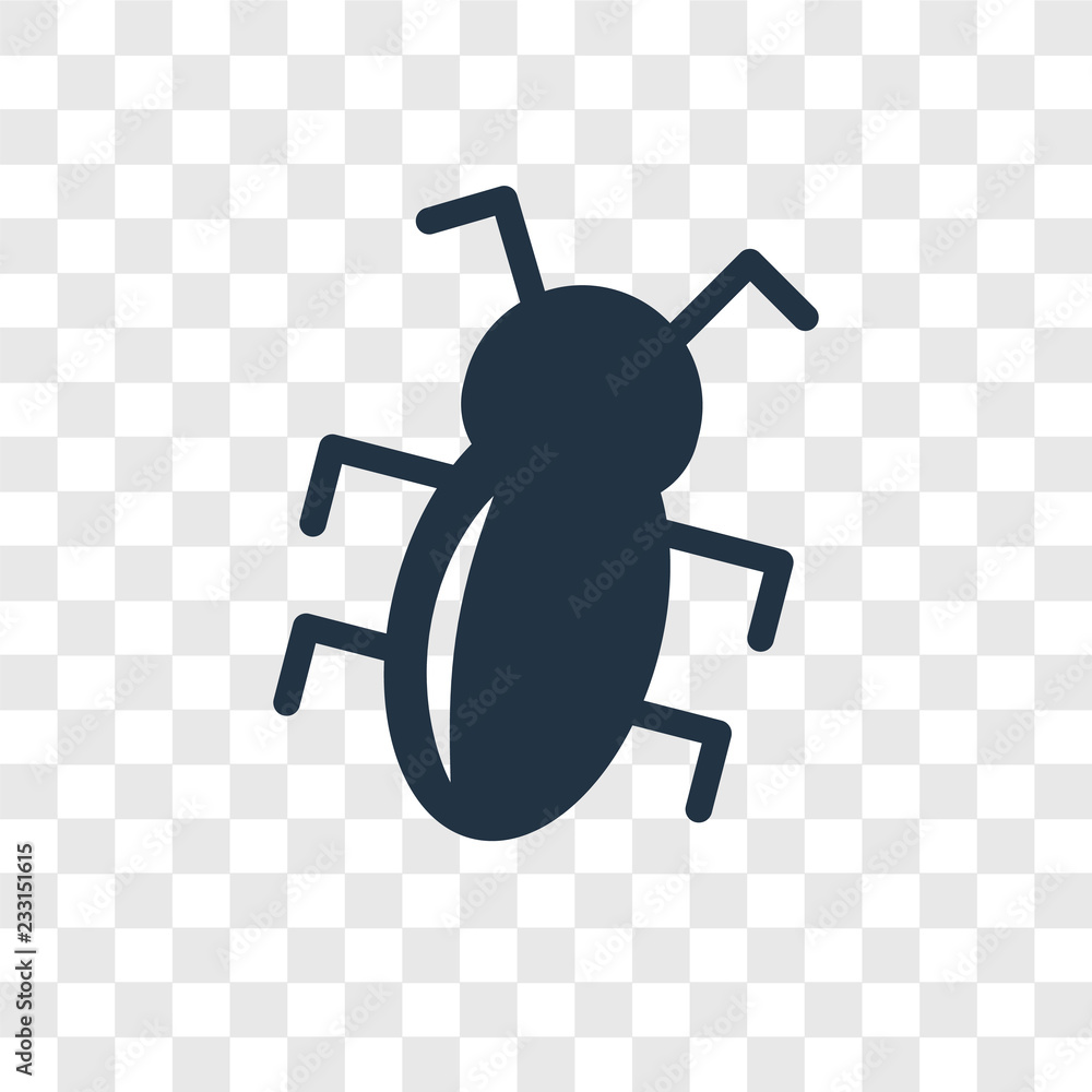 Poster bug vector icon isolated on transparent background, bug transparency logo design