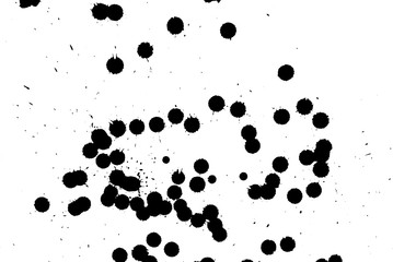 Ink grunge drops texture. Black hand drawn splashes and stains on white background.