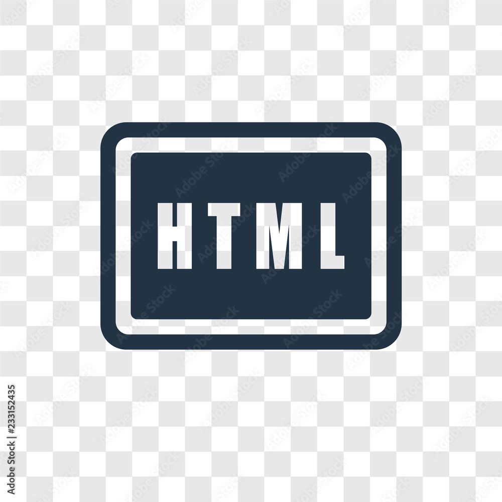 Poster html vector icon isolated on transparent background, html transparency logo design