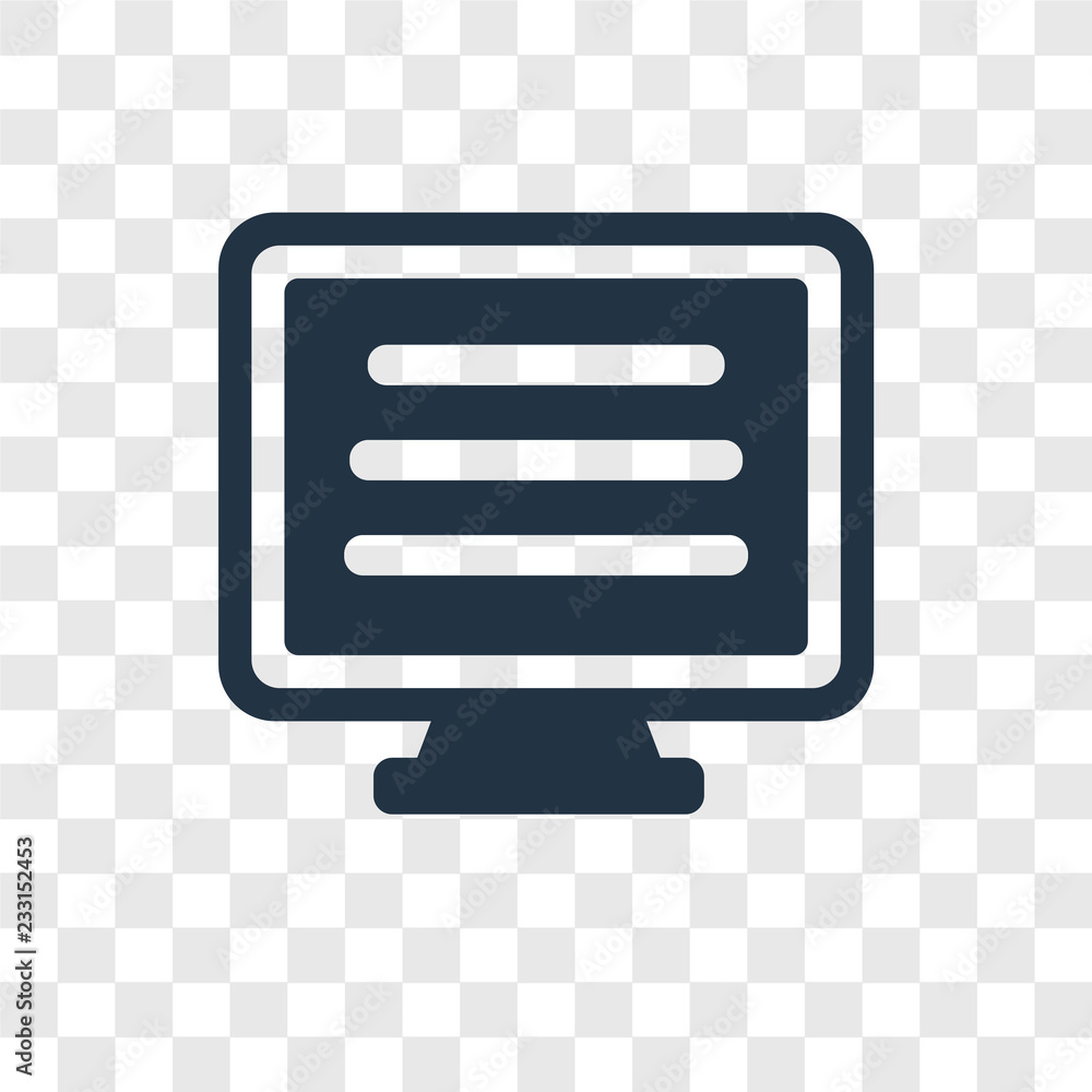 Poster monitor vector icon isolated on transparent background, monitor transparency logo design