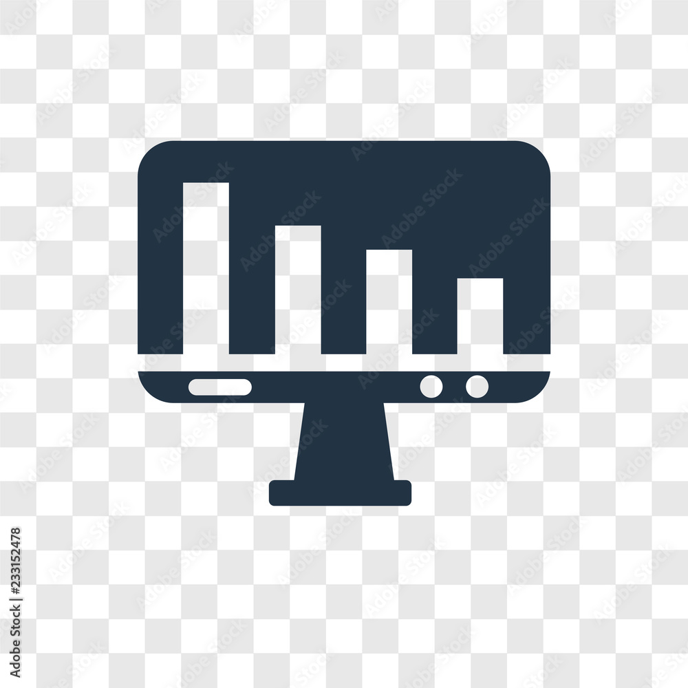 Poster monitor vector icon isolated on transparent background, monitor transparency logo design