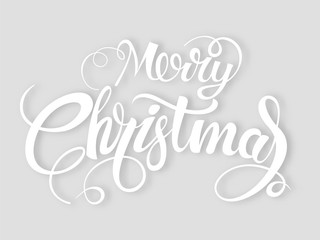 Merry Christmas vector text Calligraphic Lettering design card template. Creative typography for Holiday Greeting Gift Poster. Calligraphy Font style Banner.