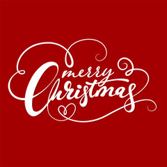 Merry Christmas vector text Calligraphic Lettering design card template. Creative typography for Holiday Greeting Gift Poster. Calligraphy Font style Banner.