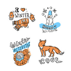 Beautiful hand drawn vector illustration winter sport.