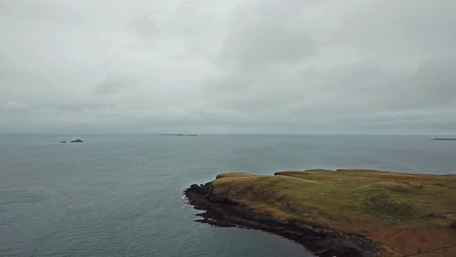 Flying over the coastline of north west Skye by Kilmuir - Scotland