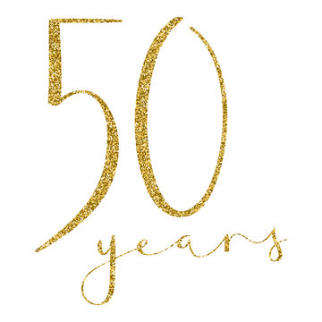 50 YEARS Gold Glitter Brush Calligraphy Icon