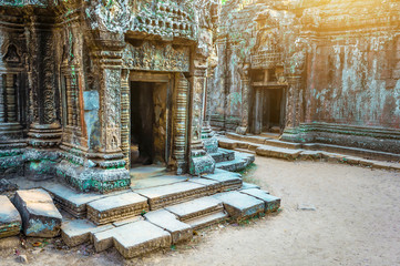 Khmer temple in the temple complex of Angkor Wat in Cambodia. Travel Cambodia concept.