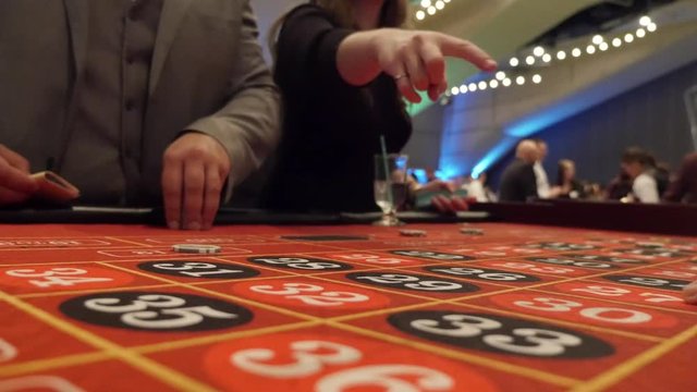 Chips being placed on a Roulette Table