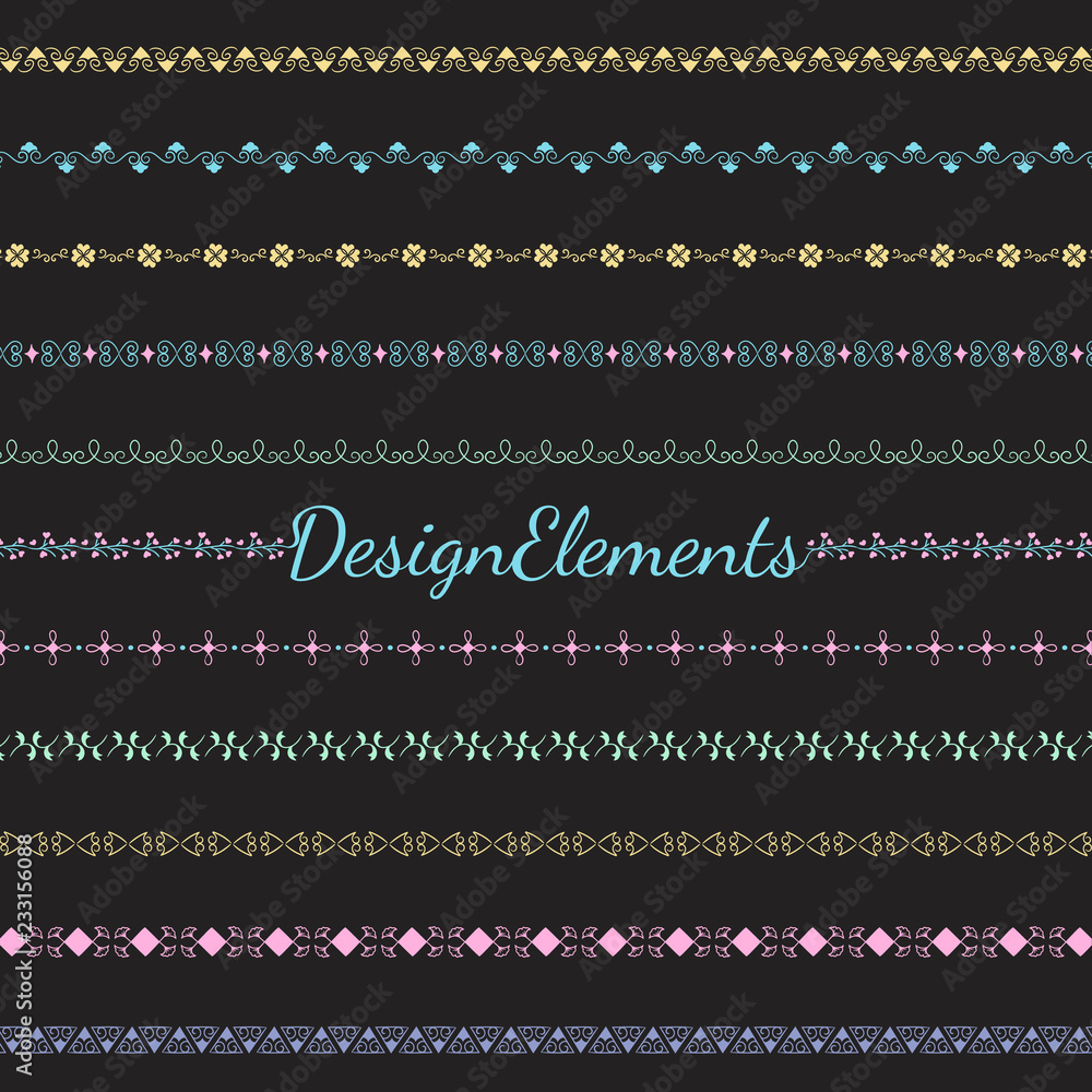 Poster collection of divider design element vectors