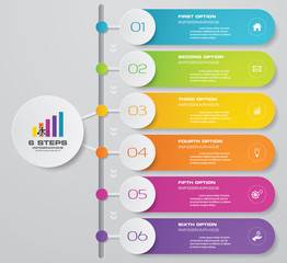 simple&editable 6 steps process. Simple&Editable abstract design element. Vector.	