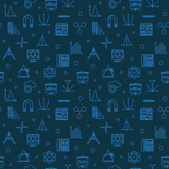 Science, Technology, Engineering and Mathematics blue seamless pattern. Vector outline background