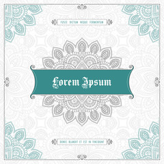 Vintage frame with hand drawn corner patterns. Greeting card, invitation or label template