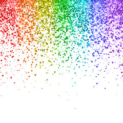 Rainbow falling glitter on white background. Vector