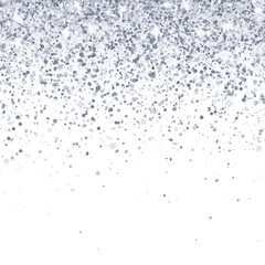 Silver falling particles on white background. Vector