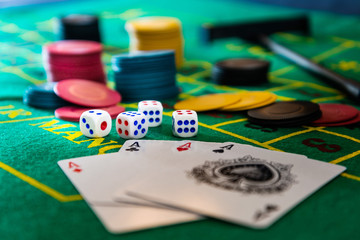Fototapeta premium Casino dices Gambling Concept Background