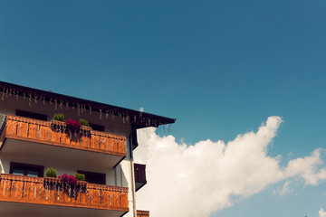 blue sky on the roof of the house
