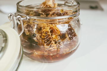Pieces of honeycombs in a bowl