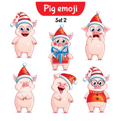 Vector set of christmas pig characters. Set 2