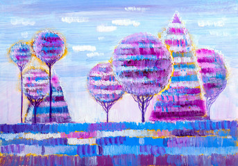 Trees, oil painting, artistic background