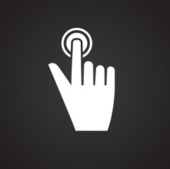 Pushing hand finger on black background icon