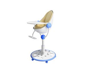 modern baby chair for feeding 3d render image for advertising on white no shadow