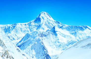 Fototapeta na wymiar Mountain peak in the Everest Region. Highest mountain in the world. National Park, Nepal.