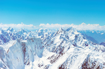 Fototapeta na wymiar Everest Region of the Himalayas, Nepal. Panorama of snowy mountain peaks