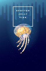 Naklejka premium Vector illustration of Spotted Jellyfish swimming under the ocean surface