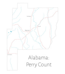 Detailed map of Perry county in Alabama, USA