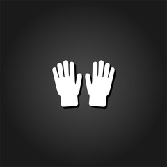 Fototapeta na wymiar Hand icon flat. Simple White pictogram on black background with shadow. Vector illustration symbol