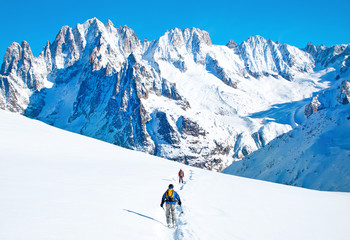 Fototapeta na wymiar Skier in mountains. Active vacation concept, France, Chamonix