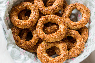 Turkish Bagel Kandil Simidi / Simit with Sesame Seeds.